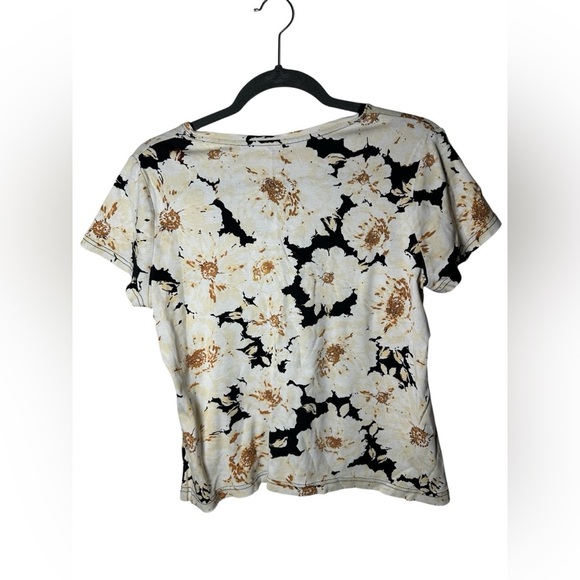 Croft & Barrow Women’s Henley T-Shirt Floral Tie-Dye Print Black Brown Size M - Picture 5 of 7